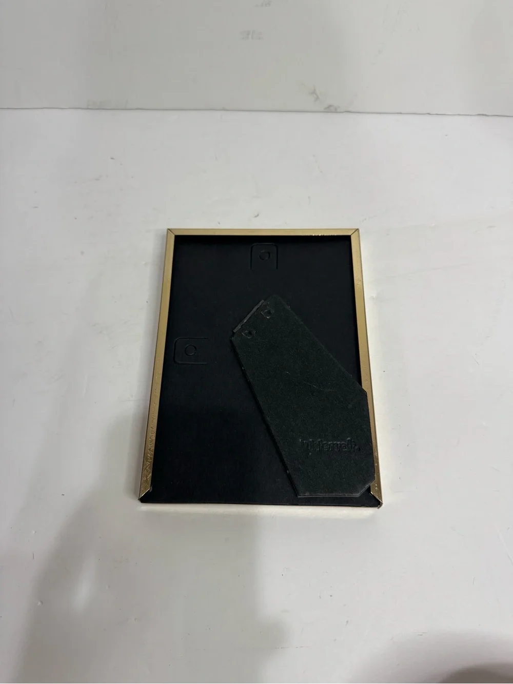 Vintage Thin Gold Tone Metal Picture Frame with White Mat